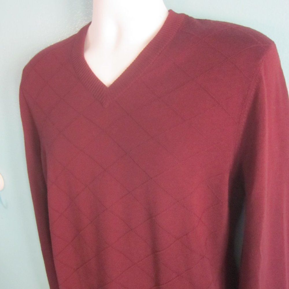 Hugo Boss Mens Sz XL Dark Burgundy Wool Pullover Fitted Sweater Lightweight Knit - Picture 4 of 16